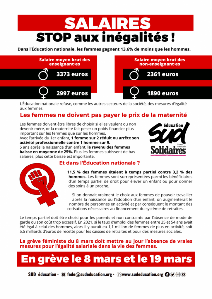 Manifestation pour l'égalité salariale et une meilleure rémunération en France
