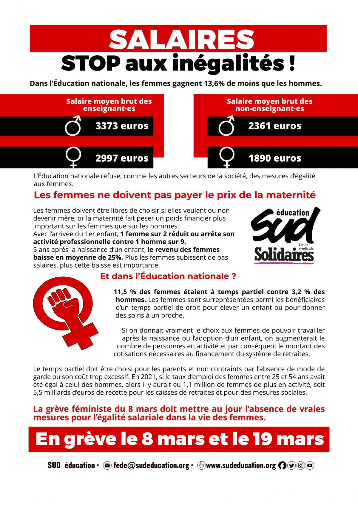 Manifestation pour l'égalité salariale et une meilleure rémunération en France