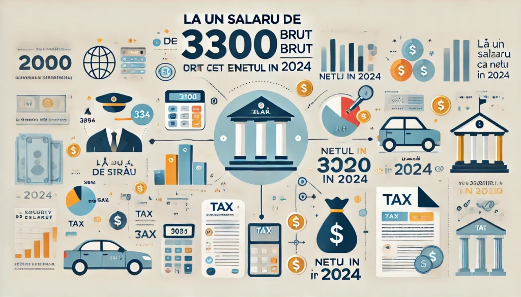 Illustration montrant le calcul du salaire net à partir d’un revenu brut de 3300 euros